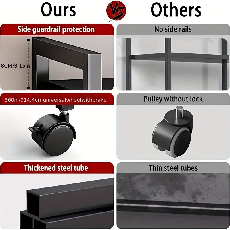 Estantería de almacenamiento rodante de 4 niveles con cestas, estante utilitario de metal con ruedas, organizador para cocina y garaje