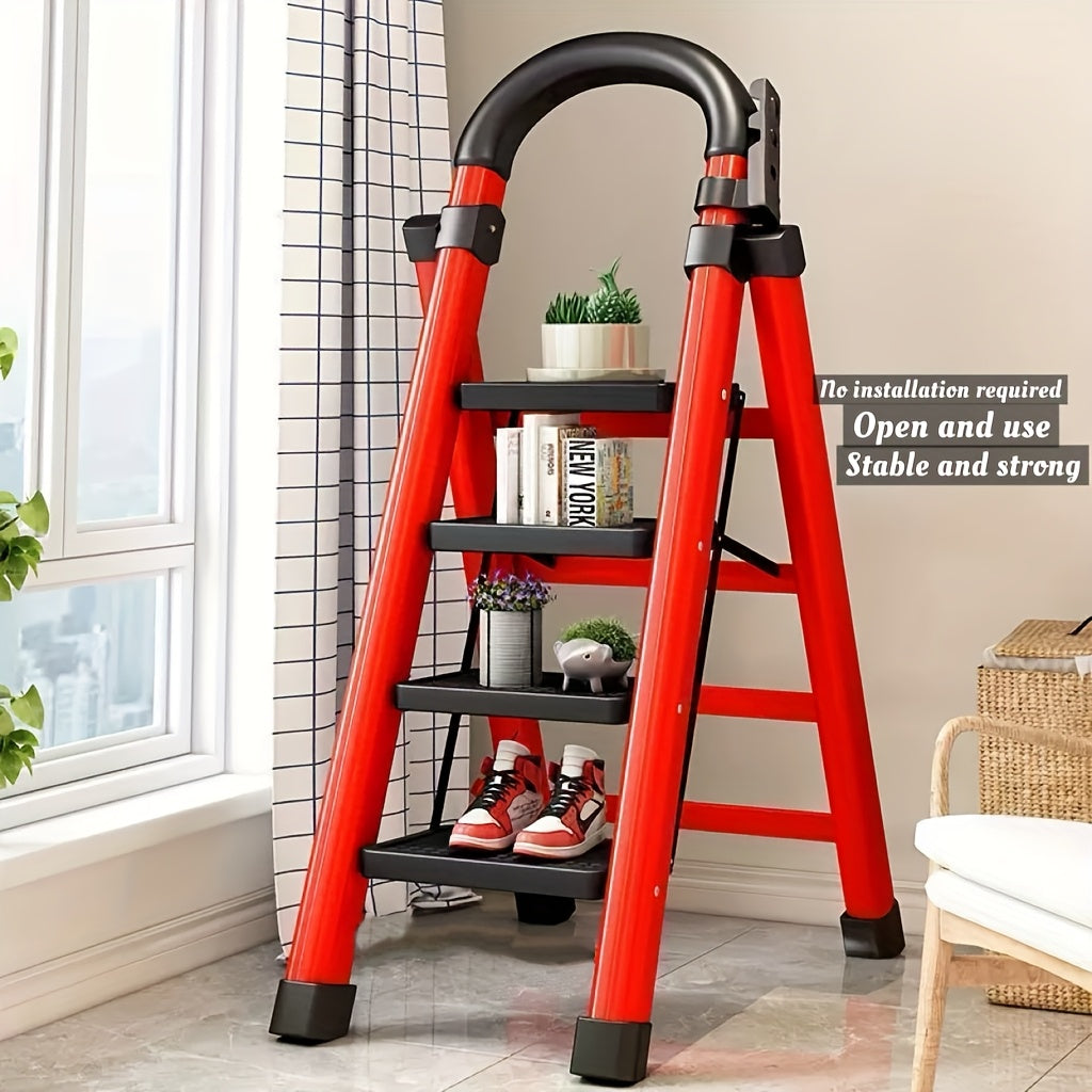 Escalera de Tijera Plegable Reforzada de 3/4/5 Peldaños Antideslizante Capacidad 227 kg Portátil