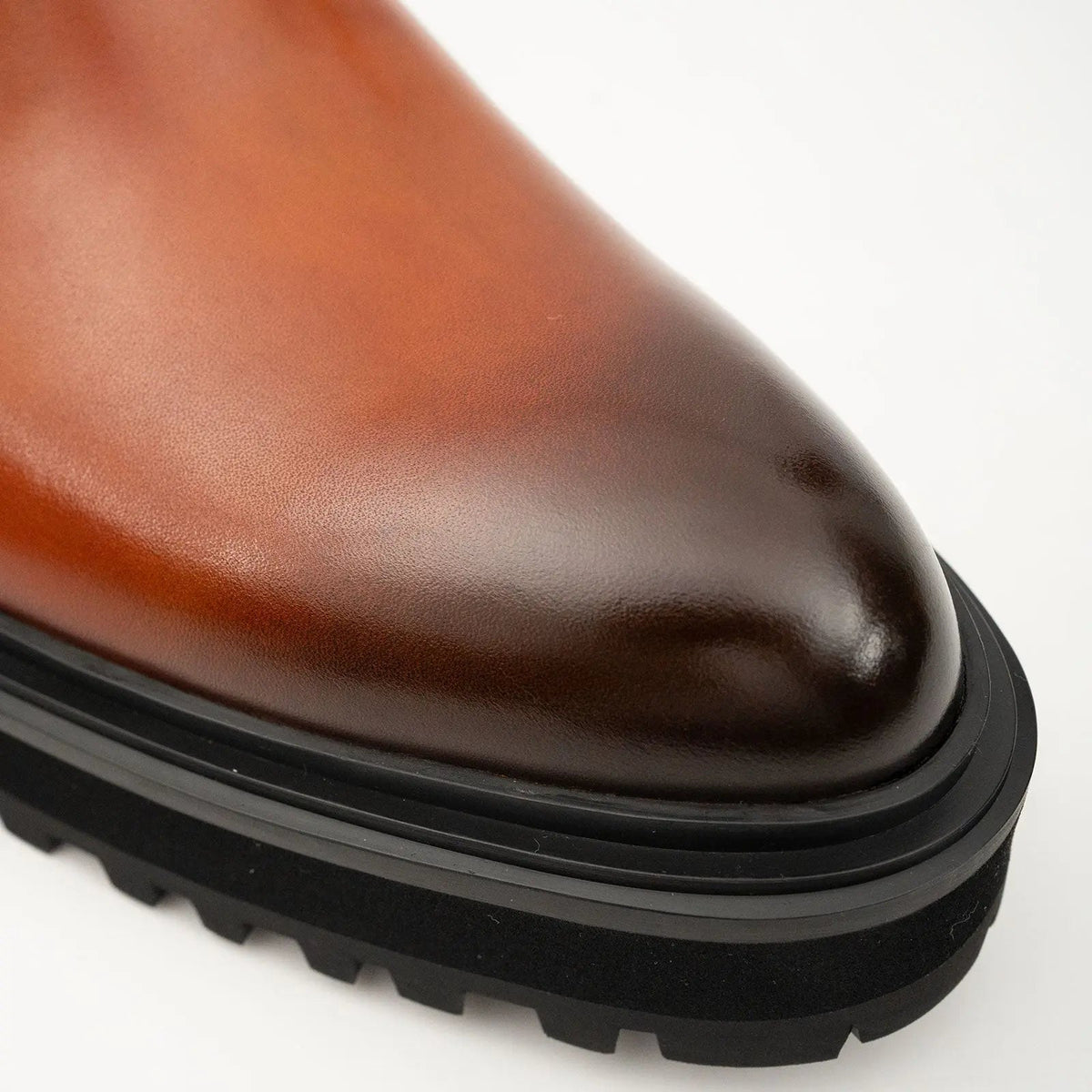 Orange-Brown Calf Leather Chelsea Boots