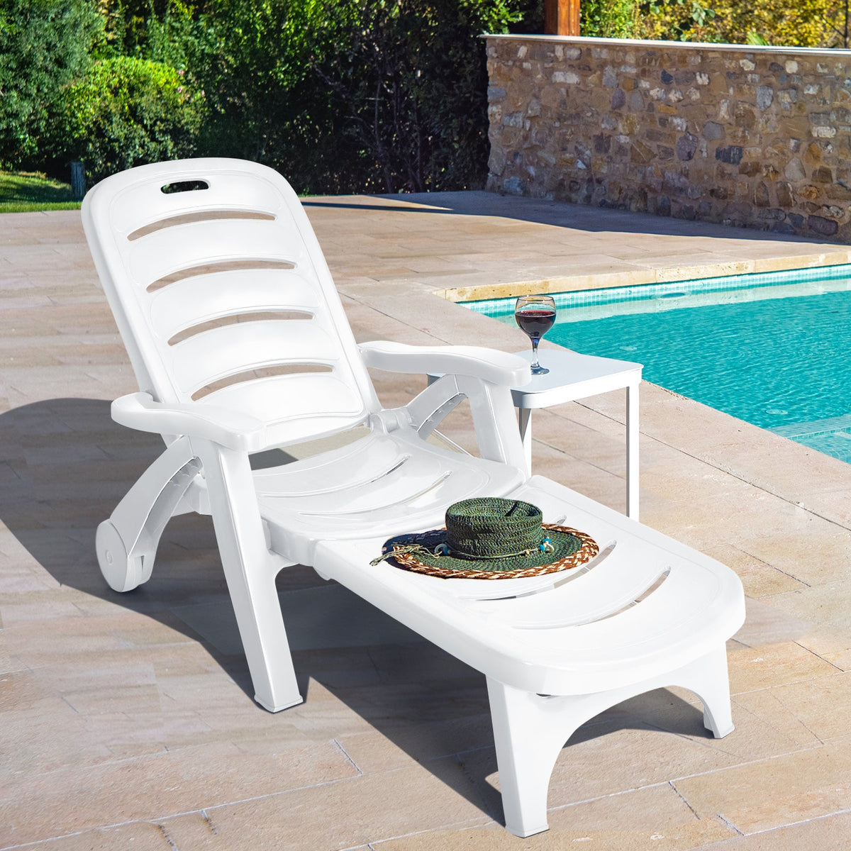5 Position Adjustable Folding Lounger Chaise Chair