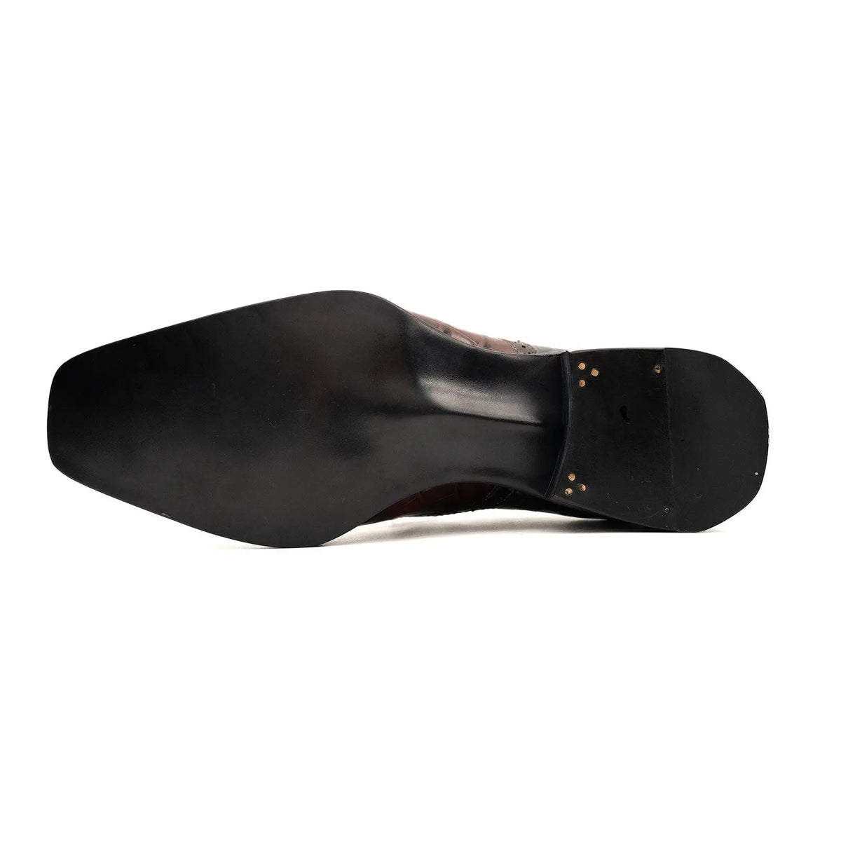 Multicolor Square-Toe Crocodile Leather Derby Shoes