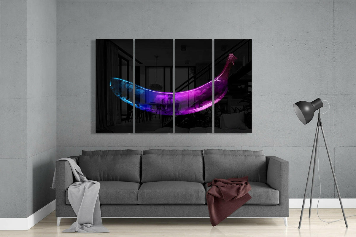 A Banana 4 Pieces Mega Glass Wall Art (59"x36")
