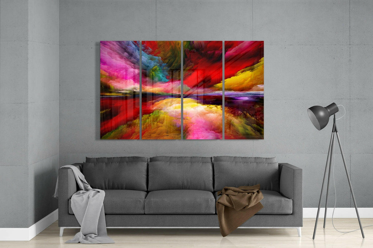 Colorful Clouds 4 Pieces Mega Glass Wall Art (59"x36")
