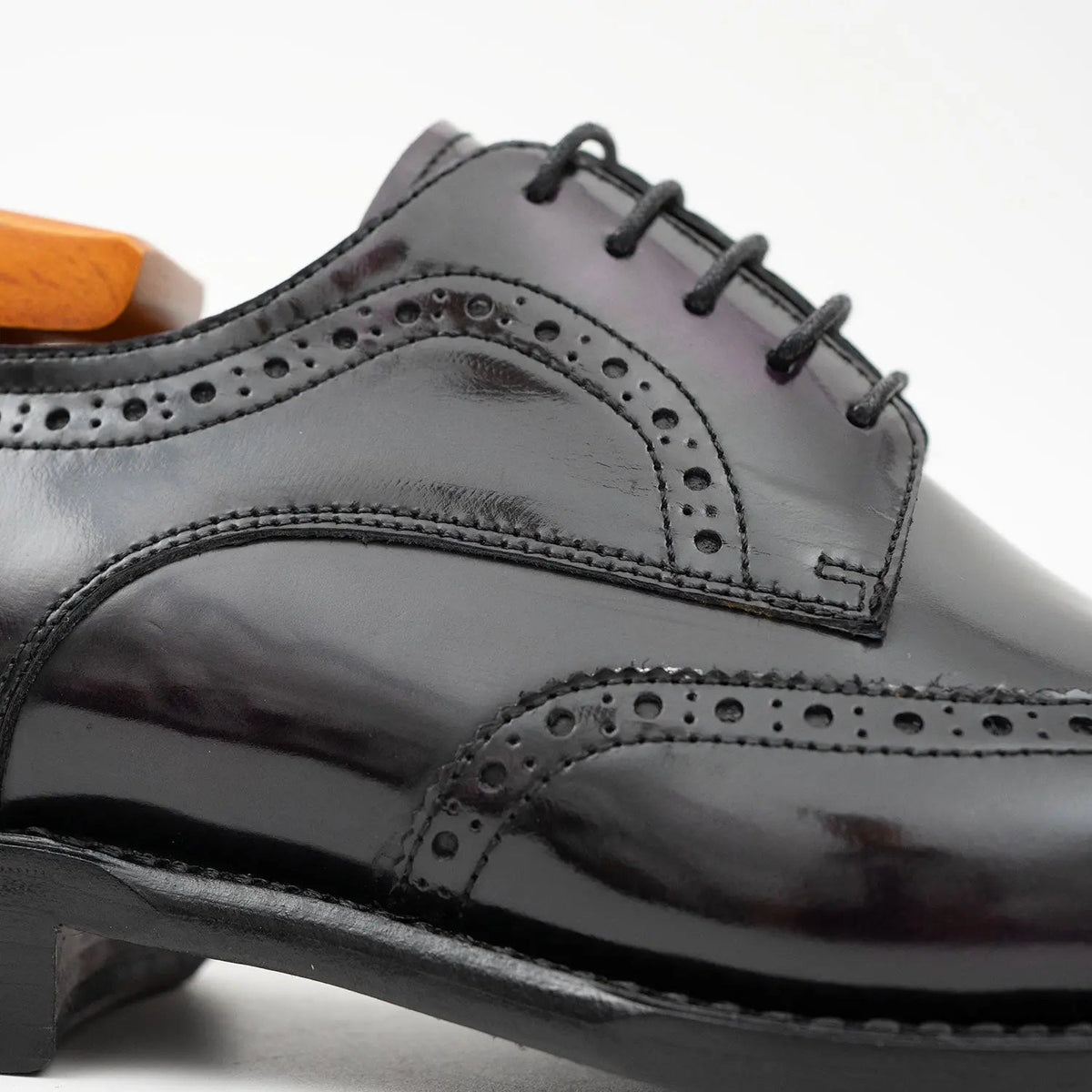 Purple Wingtip Calf Leather Derby Shoes