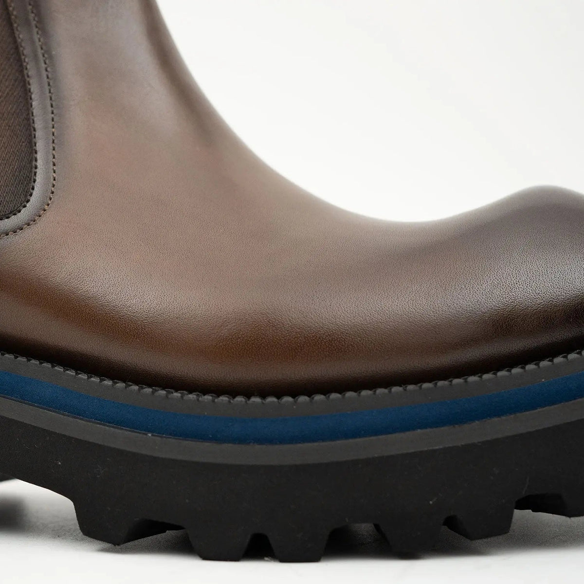Brown Square-Toe Calf Leather Chelsea Boots