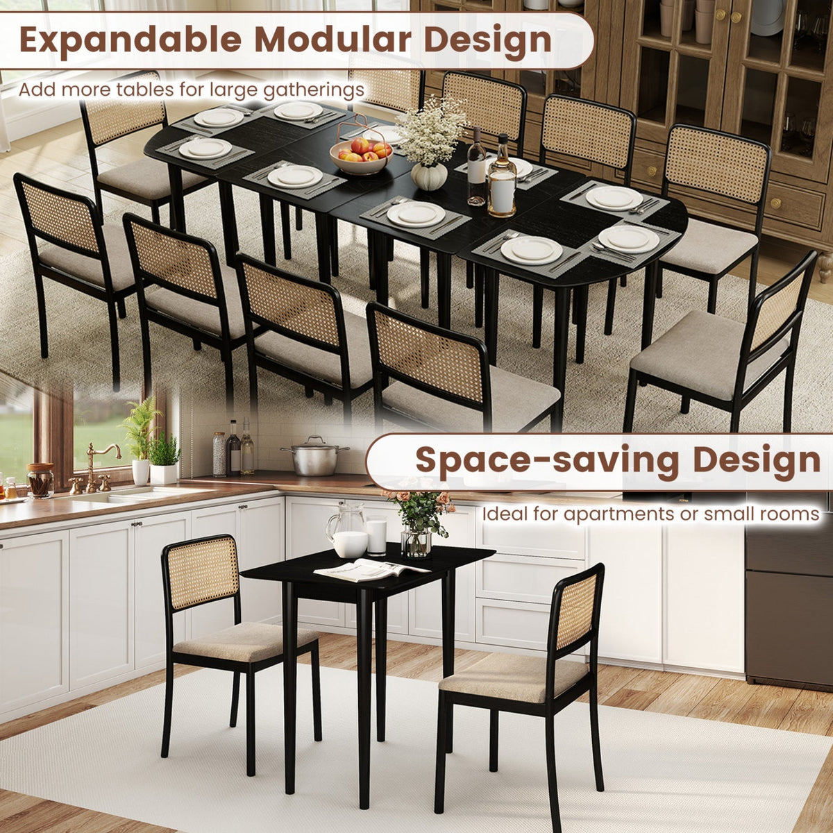 Rectangular Wooden Dining Table for 2-4 34 Inch Farmhouse Solid Wood Kitchen Table