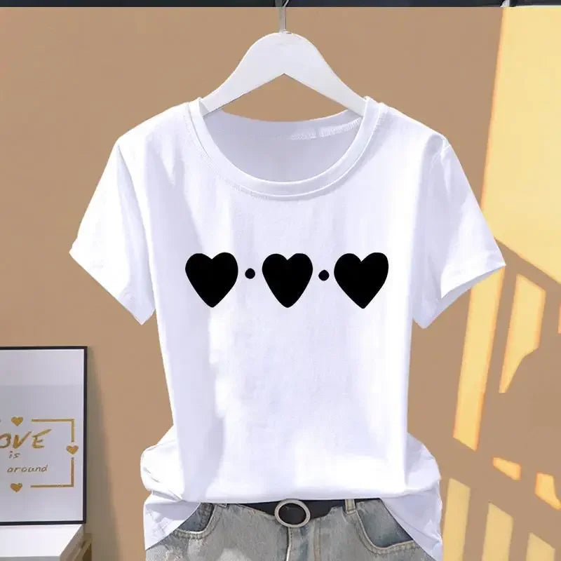 Camiseta con estampado floral deportivo casual explosivo de manga corta con gráficos para mujer, ropa de mujer, camiseta oversize