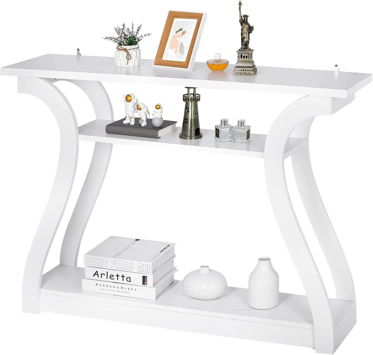 Console Table, Entryway Table with 3 Tier Storage Shelves, Narrow Long Sofa Table for Entryway, Living Room, Hallway, Couch