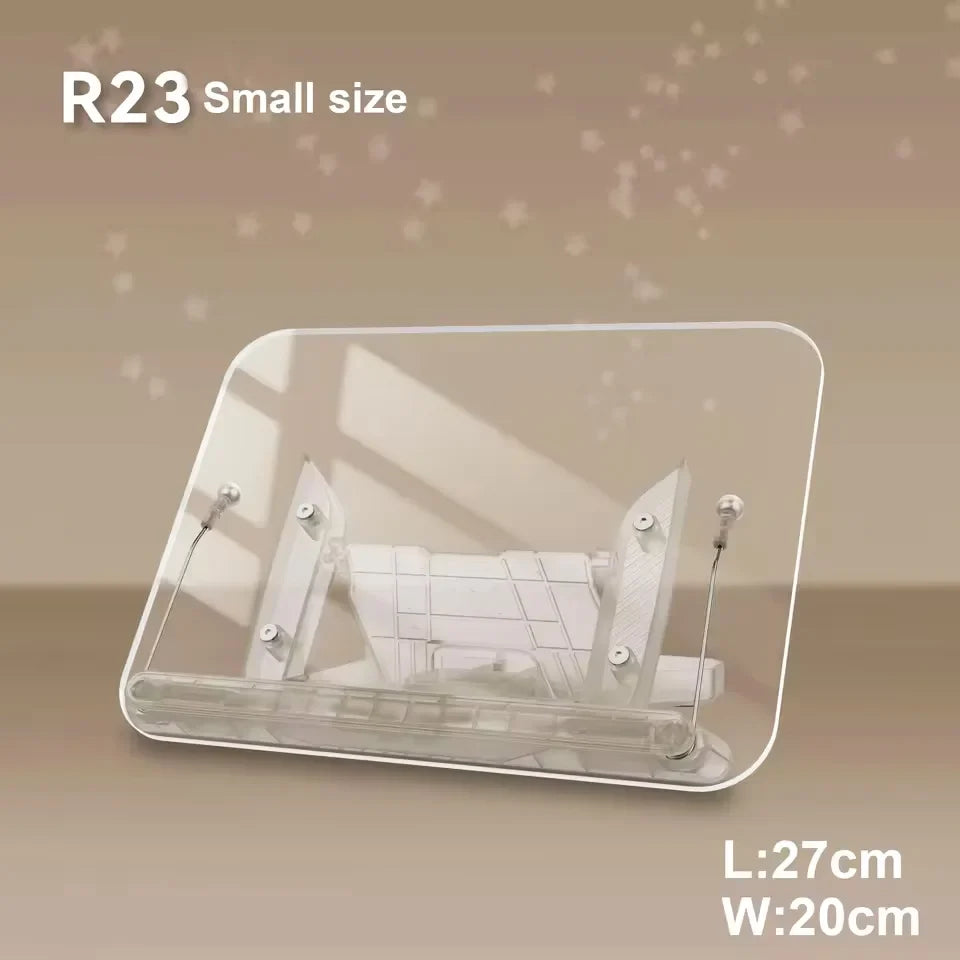 NEW Acrylic Book Stand with Storage for Reading Adjustable Book Holder with 360° Rotating Base Foldable Desktop Riser Stand