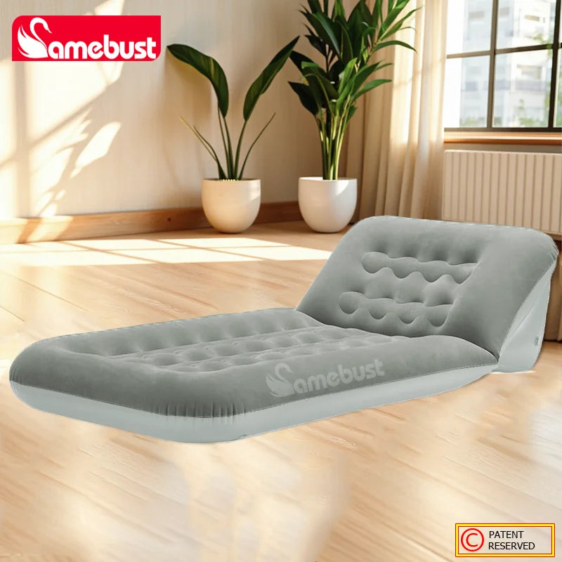 CAMEBUST Colchón de aire para interiores, colchonetas hinchables plegables, colchón inflable para dormir, sofá cama ajustable para uso en casa y al aire libre, marrón/gris