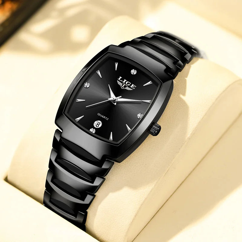 Women's Stainless Steel Rectangular Quartz Dress Watch