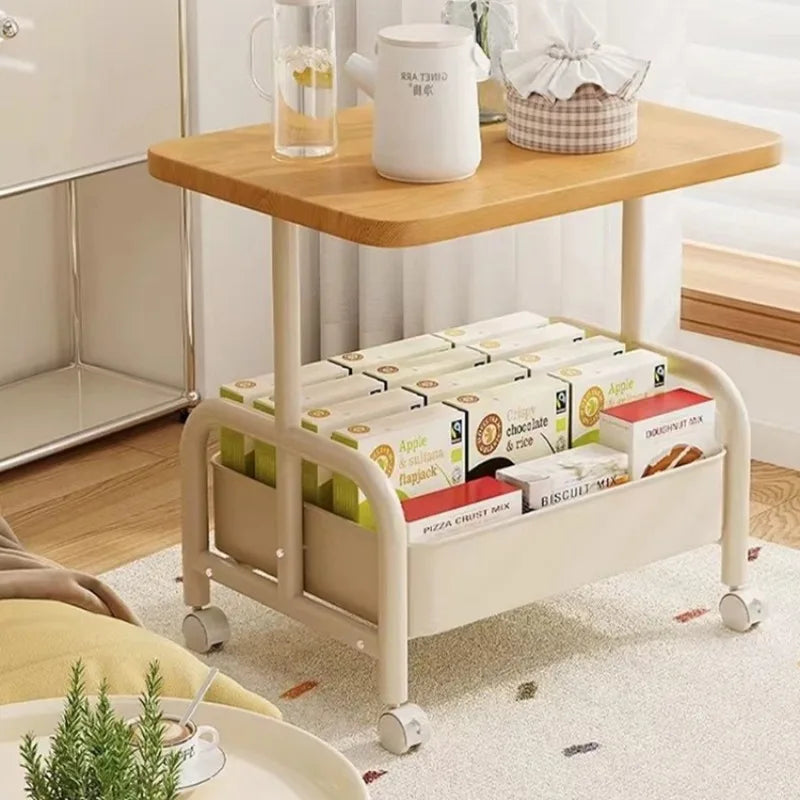 Mesita de noche con ruedas de dos niveles, cajón de almacenamiento, ruedas, espacio pequeño, sala de estar, dormitorio, sofá, mesa auxiliar, mesa de cama