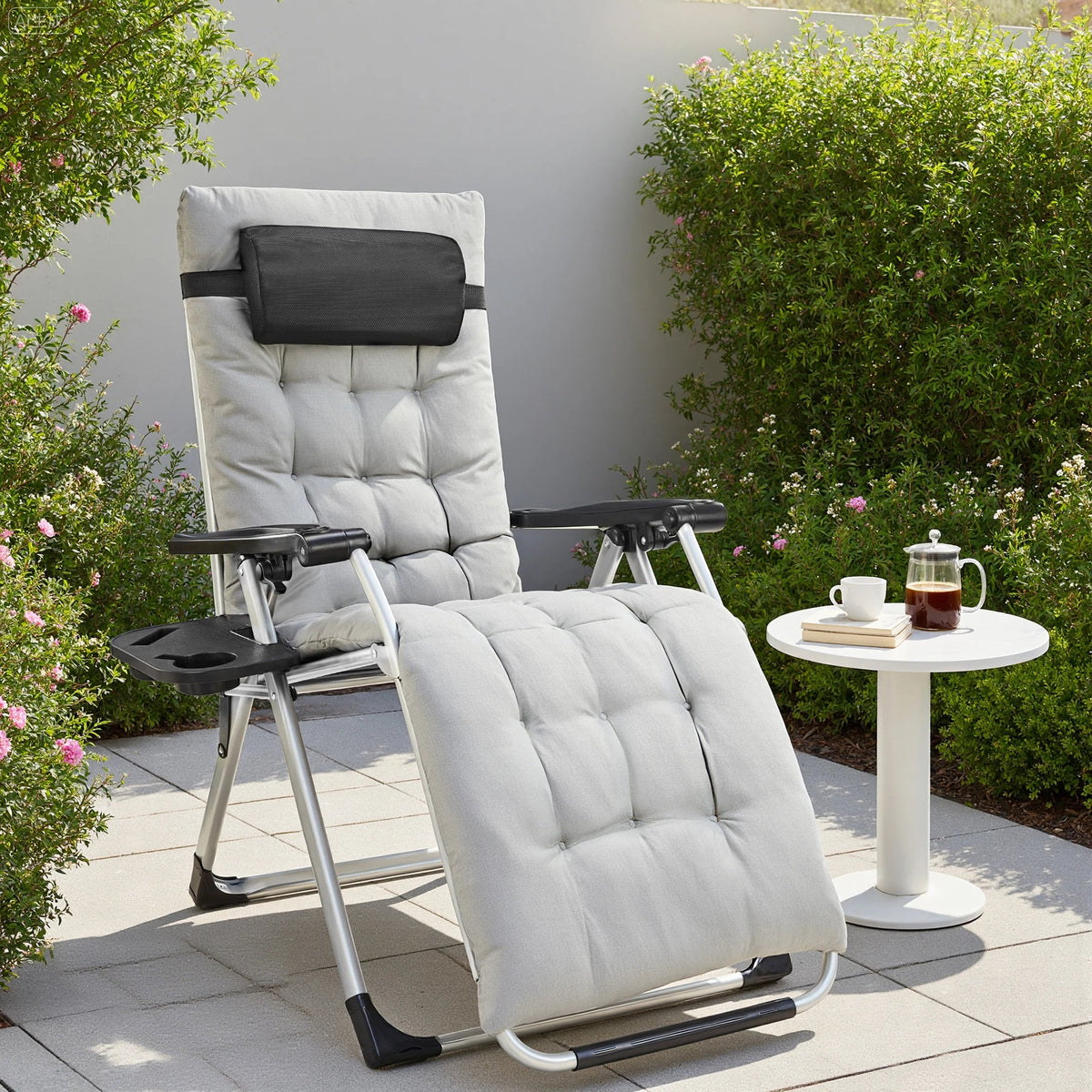 Juego de 2 Sillas Reclinables Portátiles JHK Zero Gravity para Camping, Patio, Exteriores, Jardín con Portavasos y Almohadas Ajustables