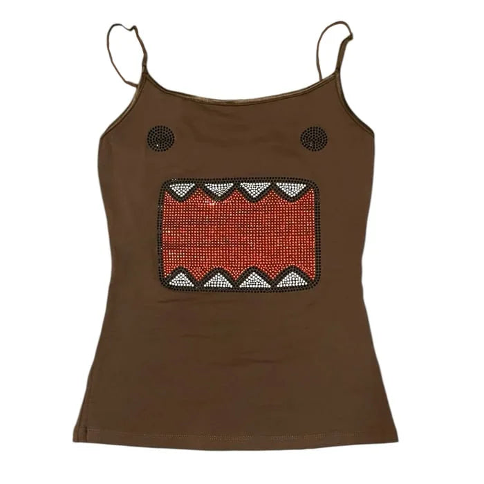 2025 summer new women Y2K Girl Retro Hot Fix Rhinestone Application Round Neck Top T-shirt Funny Vintage Tama Jun Top