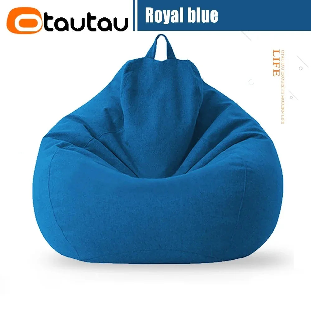 OTAUTAU Cotton Linen Bean Bag Cover without Filler Floor Corner Lazy Beanbag Chair Pouf Salon Ottoman Puff Lounger Sac DD002