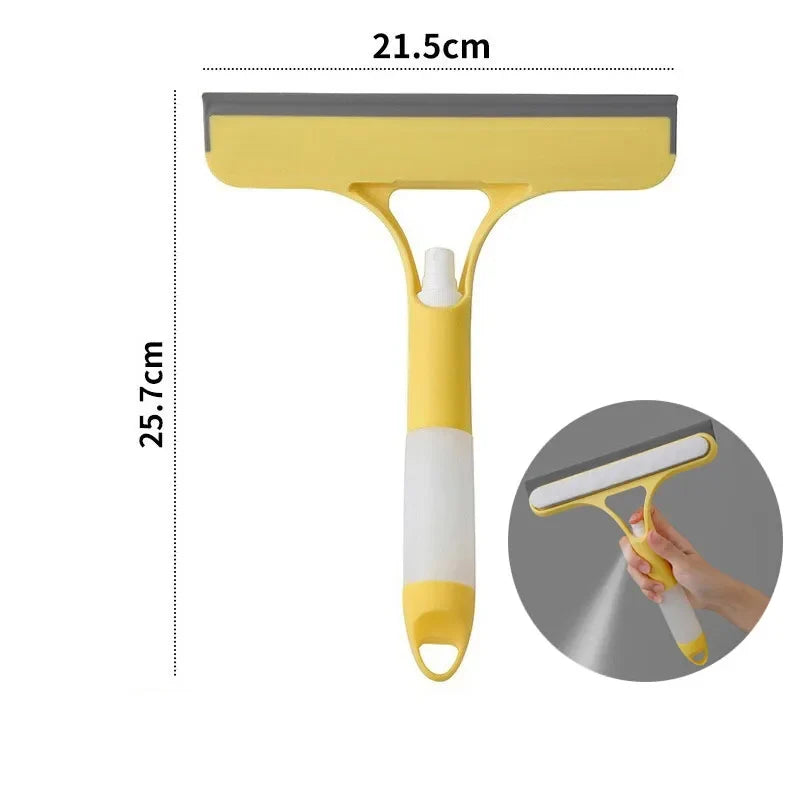 3-in-1 Window Cleaning Squeegee with Spray Bottle & Microfiber Scrubber