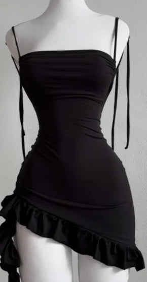 2025 popular European and American new dress with summer high-end feel Y2K sexy backless lace up spicy girl's hip hugging skirt