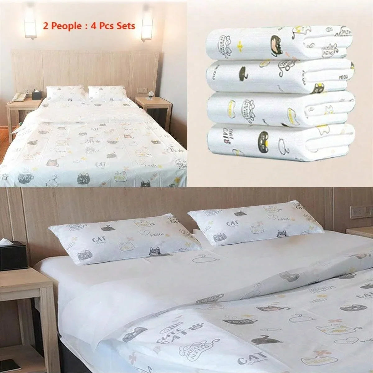 4 sábanas desechables tamaño King, sábanas bajeras desechables, funda de cama de viaje para hotel, sábana de viaje desechable