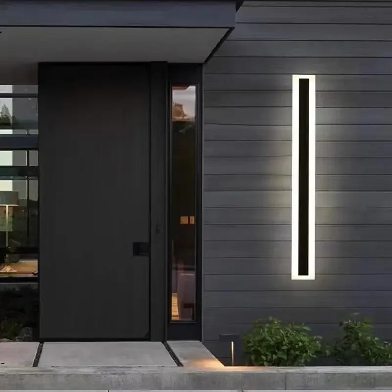 Lámpara de pared LED larga para exteriores IP65, luz de pared impermeable, luz de aluminio para jardín, villa, porche, aplique de pared 110V 220V, luminaria de aplique