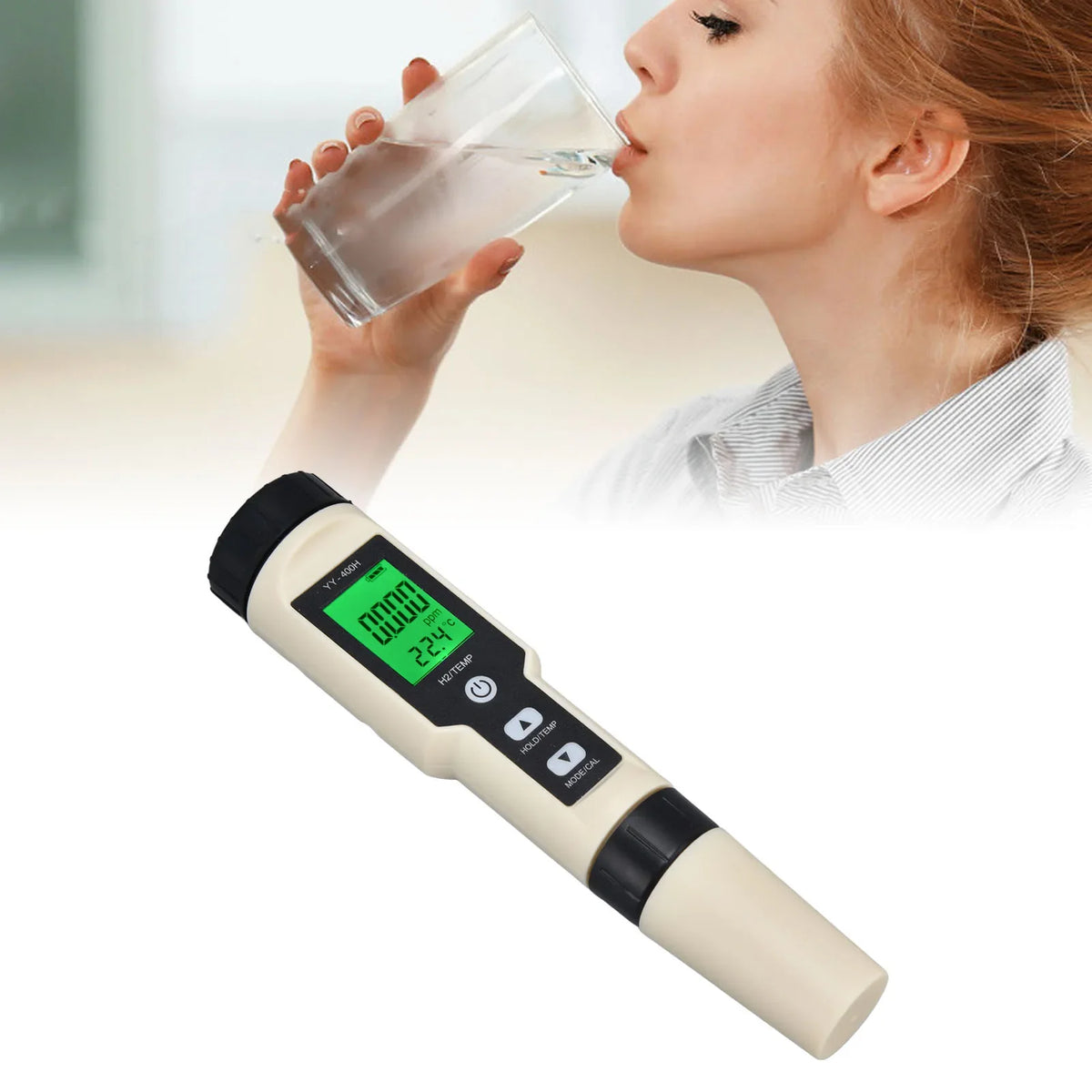 Lápiz de Prueba de Hidrógeno de Alta Sensibilidad con Pantalla LCD Retroiluminada Medidor Digital de Hidrógeno para Acuarios Jardinería Laboratorios