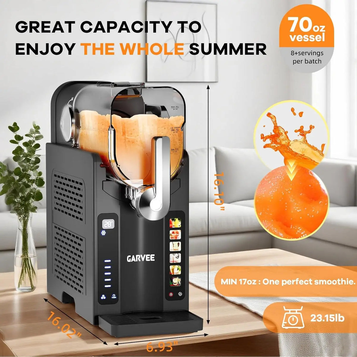 Máquina para granizados para casa, sin necesidad de hielo, máquina para bebidas heladas con pantalla LED, 6 programas preestablecidos, para margaritas, batidos, helados