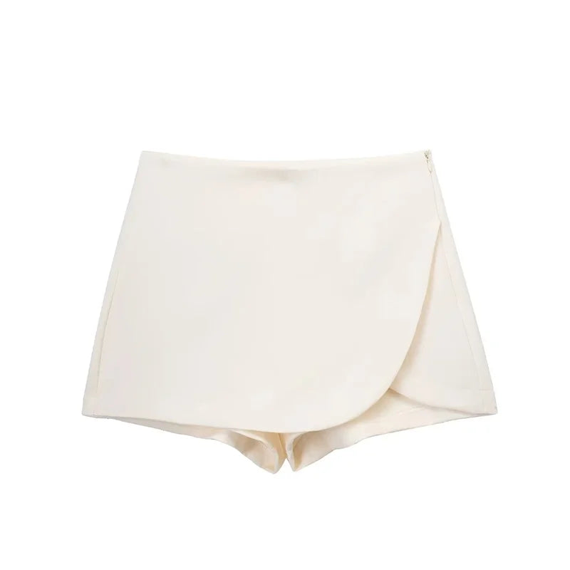MUJER 2025 Asymmetric Skort For Women Pink Black Mini Skirt Shorts Woman Fashion High Waist Short Skirts Summer Casual Shorts
