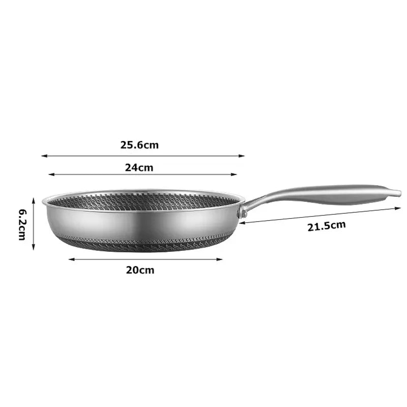 DONNOR Sartén Antiadherente de 3 Capas Hybrid Plus de Acero Inoxidable sin PFOA, Sartén para Chef, Huevos, Utensilios de Cocina, Compatible con Inducción