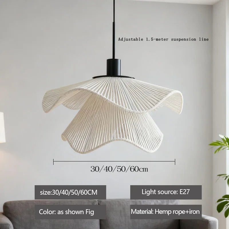 Lámpara colgante de flor de ratán LED Candelabro Decoración del hogar Sala de estar Comedor Dormitorio Interior Mesita de noche Altura ajustable