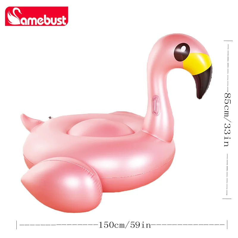 Camebust Rose Golden Inflatable Flamingo Swimming Ring for Summer Outdoor Pool Party Beach Party Decoration Floating Toy