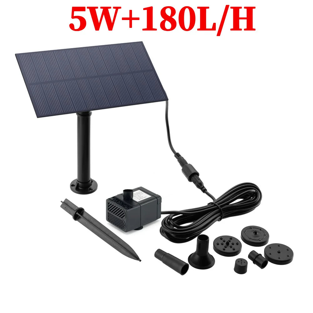 50W/30W/5W DC 12V Low Noise Brushless Solar Water Pump Kit for Pool Black Outdoor Waterfall Fountain Garden Pool Pond Bird Bath