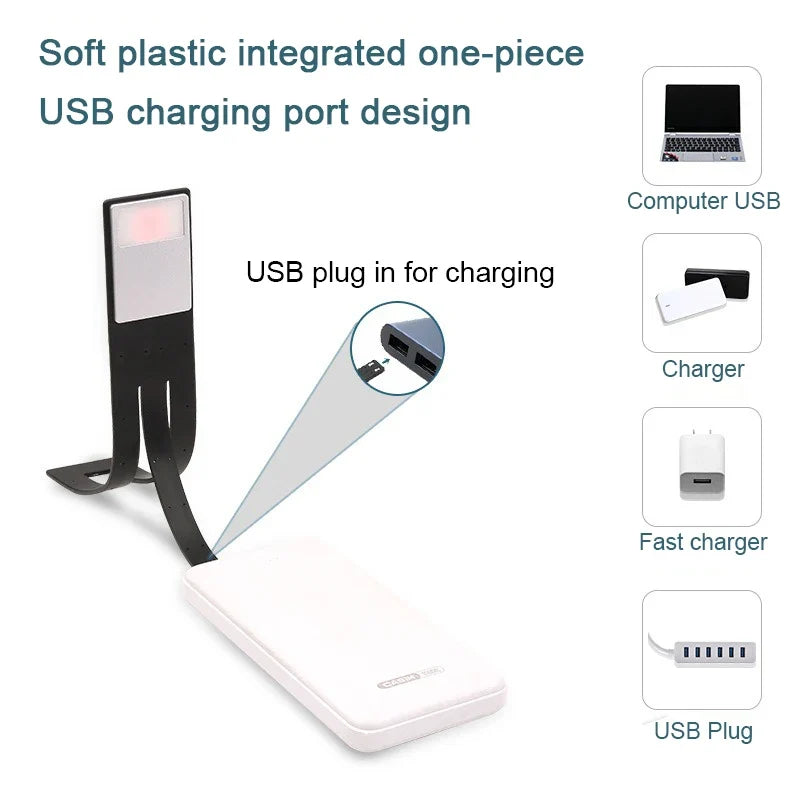 3-Color Book Light Charging Cip With Versatile Reading And Learning Light Clip Eye Protection Dimming Reading Led Book Lamps