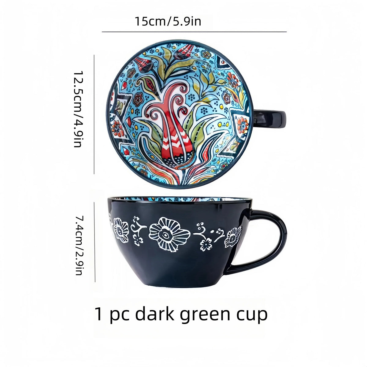 Taza de té bohemia "Mañana", 13.5 oz Taza de café de cerámica para familiares, compañeros de trabajo, maestros, esposas, esposos, hermanas, hermanos, divertida