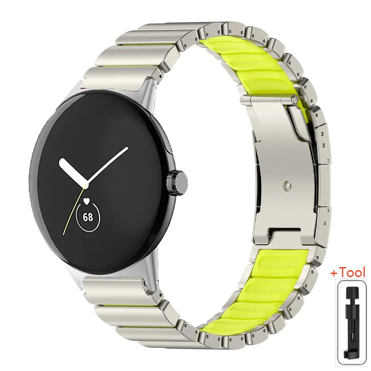 Google Pixel Watch 45mm Titanium Silicone Turtle Buckle Band