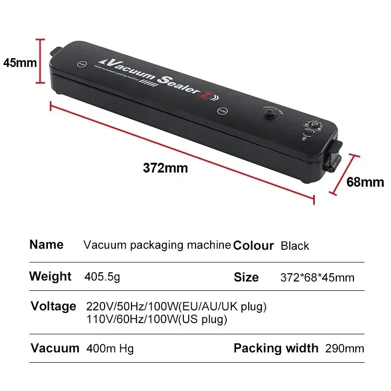 Automatic Portable Design Multi-Functional Kitchen Vacuum Sealer Air-Tight Food Packaging for Household Preservation sealed bag