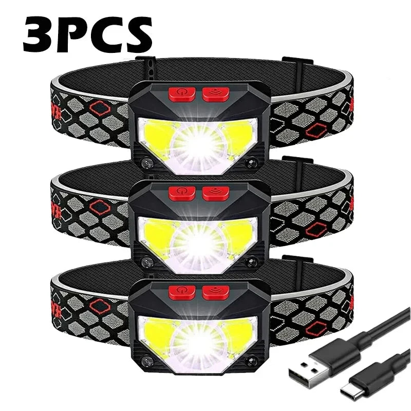 Headlamp Flashlight, 1200 Lumen Ultra-Light Bright LED Rechargeable Headlight with White Red Light,2Pack Waterproof Motion