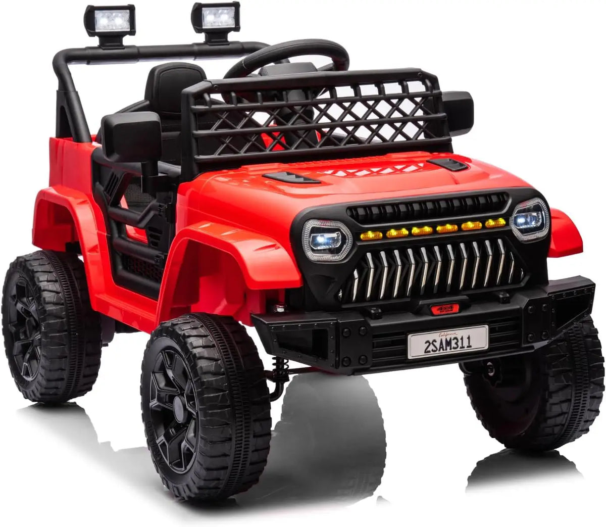 Coche de juguete montable para niños de 12 V, vehículo eléctrico a batería con control remoto, suspensión de resorte, luces LED, música,