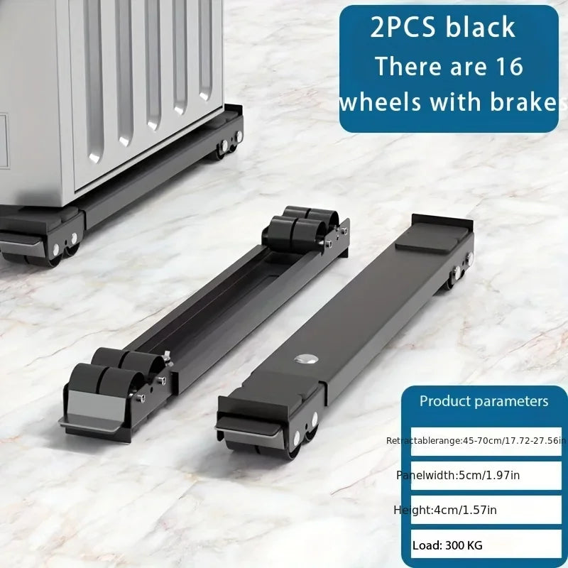 2PCS 300KG Capacity Stainless Steel Stand - Adjustable 45-70cm Anti-Vibration for Washing Machine Fridge & Laundry, Rust-Proof