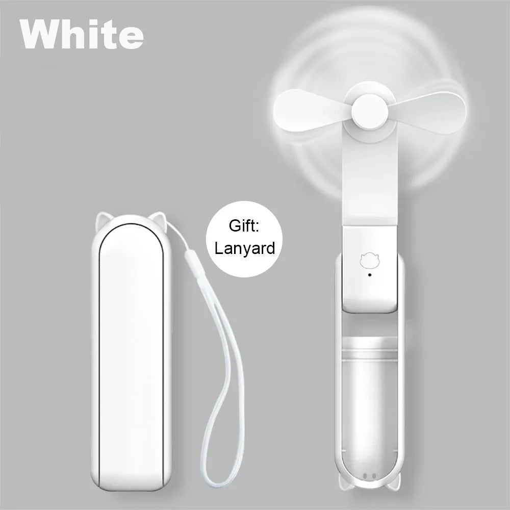 Portable Fan 2000mAh USB Rechargeable 3 Speed Mini Handheld Foldable Fan Hand Held Small Pocket Travel Fan with Handy Power Bank