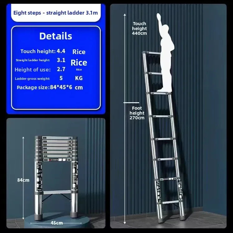 Stainless steel telescopic ladder Multifunctional herringbone ladder Portable folding ladder Bamboo ladder Lifting ladder