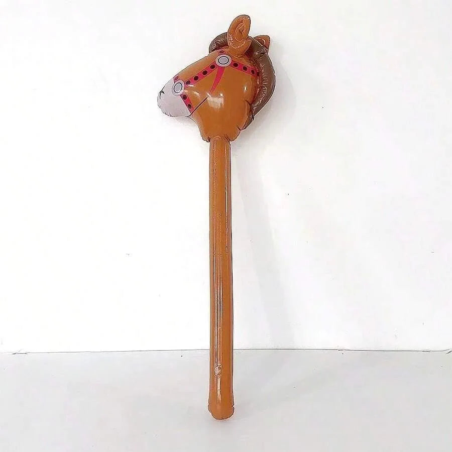 3 unidades de palo inflable con cabeza de caballo, lindo palo marrón con cabeza de caballo, adecuado para la decoración de fiestas de cumpleaños con temática vaquera