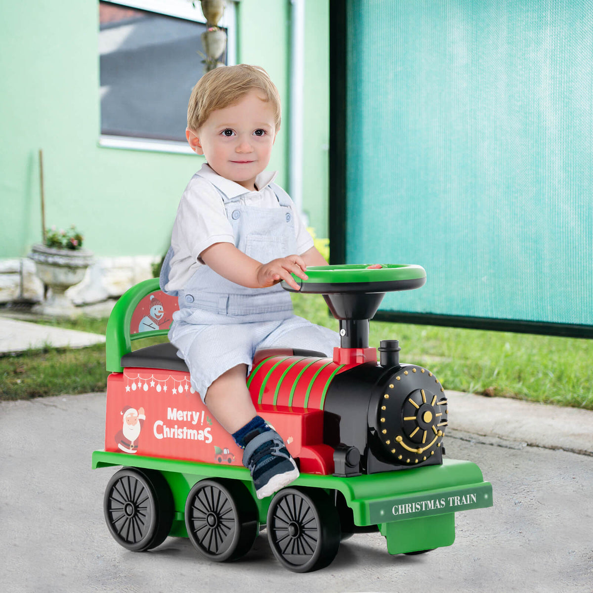 Tren de Juguete Eléctrico para Niños de 6V con 16 Vías-Azul Marino