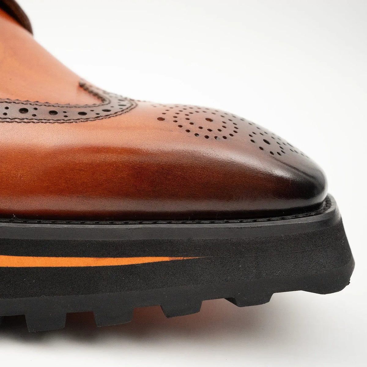 Brown Wingtip Calf Leather Derby Shoes