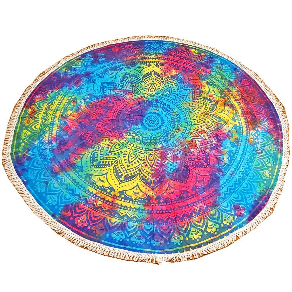 Tie Dye Ombre Round Mandala Crochet Tapestry 70 Inch