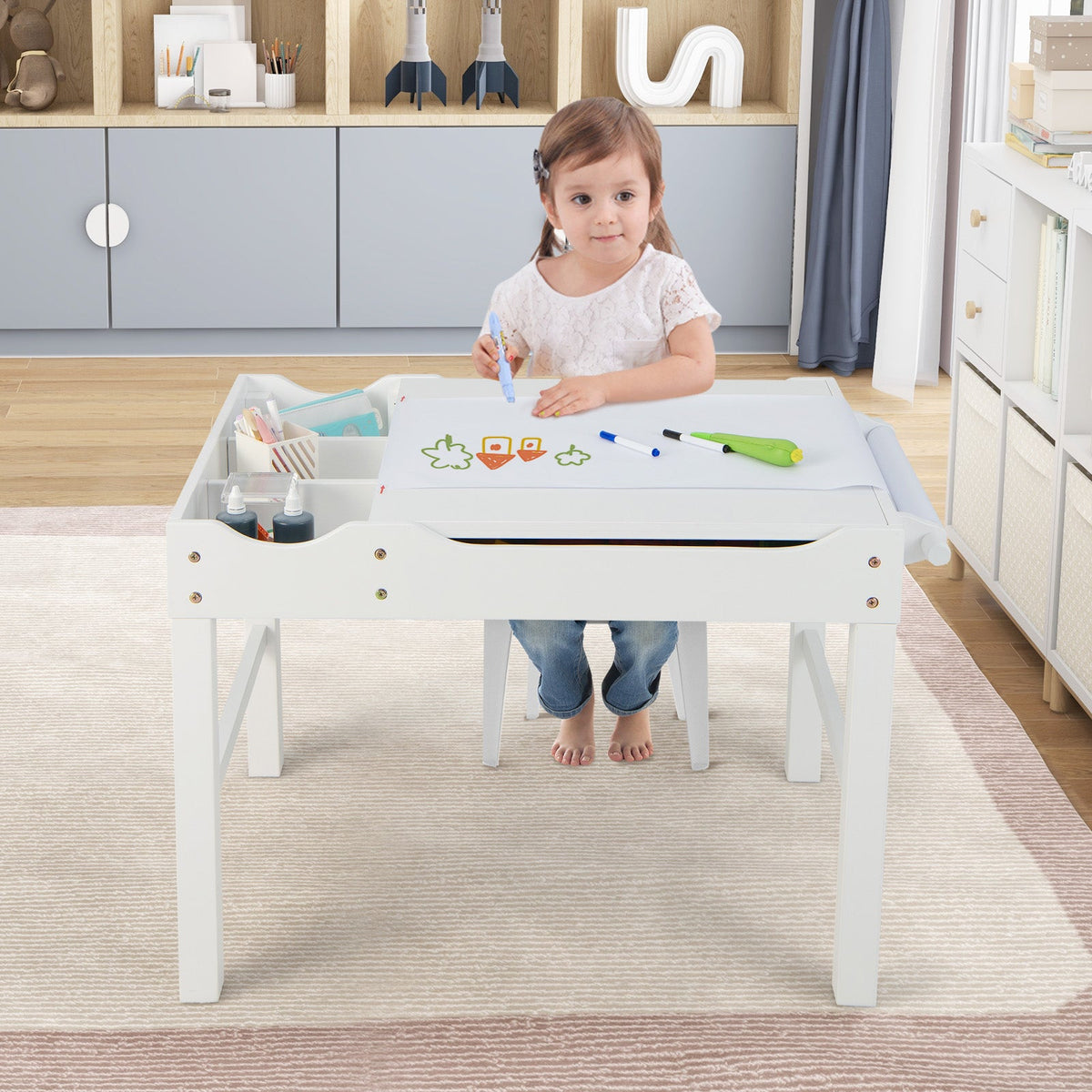 Wooden Kids Multi Activity Play Table with Storage Paper Roll