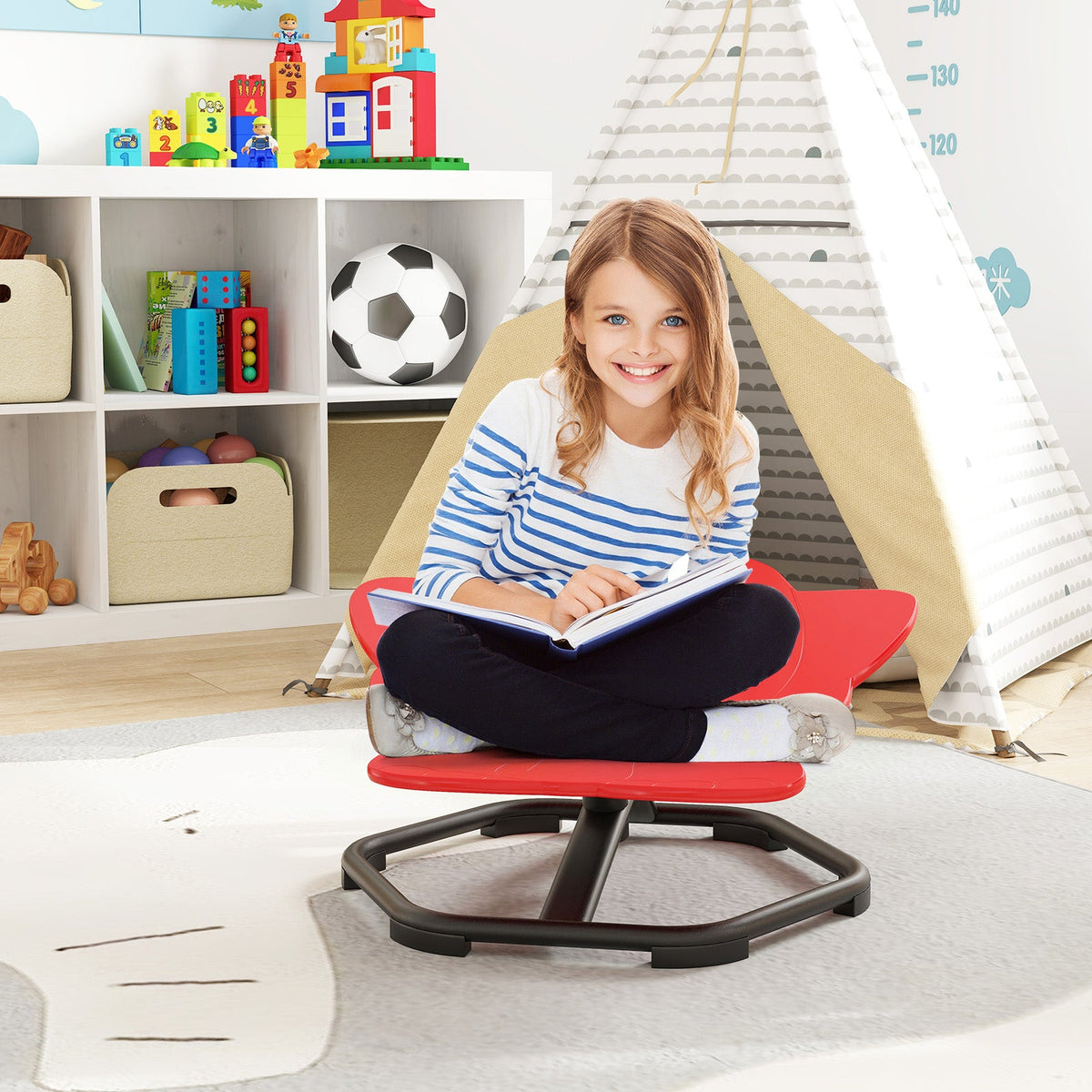 Kids Sensory Swivel Chair 360° Spinning Seat with Metal Base