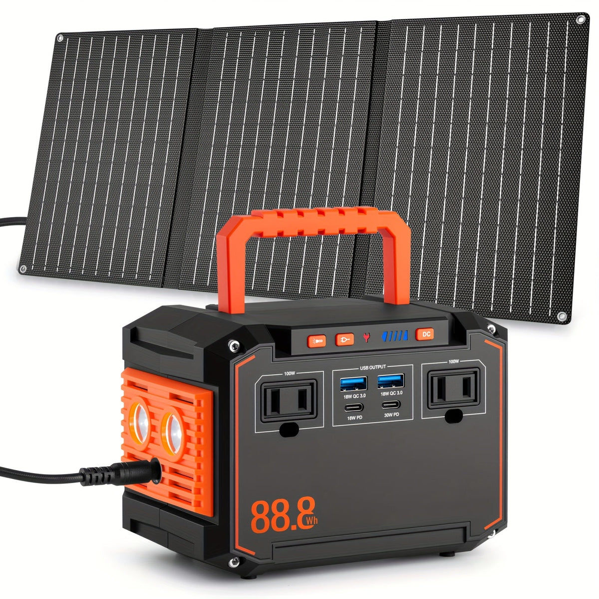 Estación de energía portátil de 300W, generador solar con panel solar plegable, fuente de alimentación de respaldo para camping