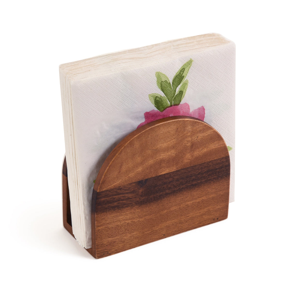 Acacia Wood Vertical Napkin Holder Wooden Tabletop Kitchen Countertop Organizer