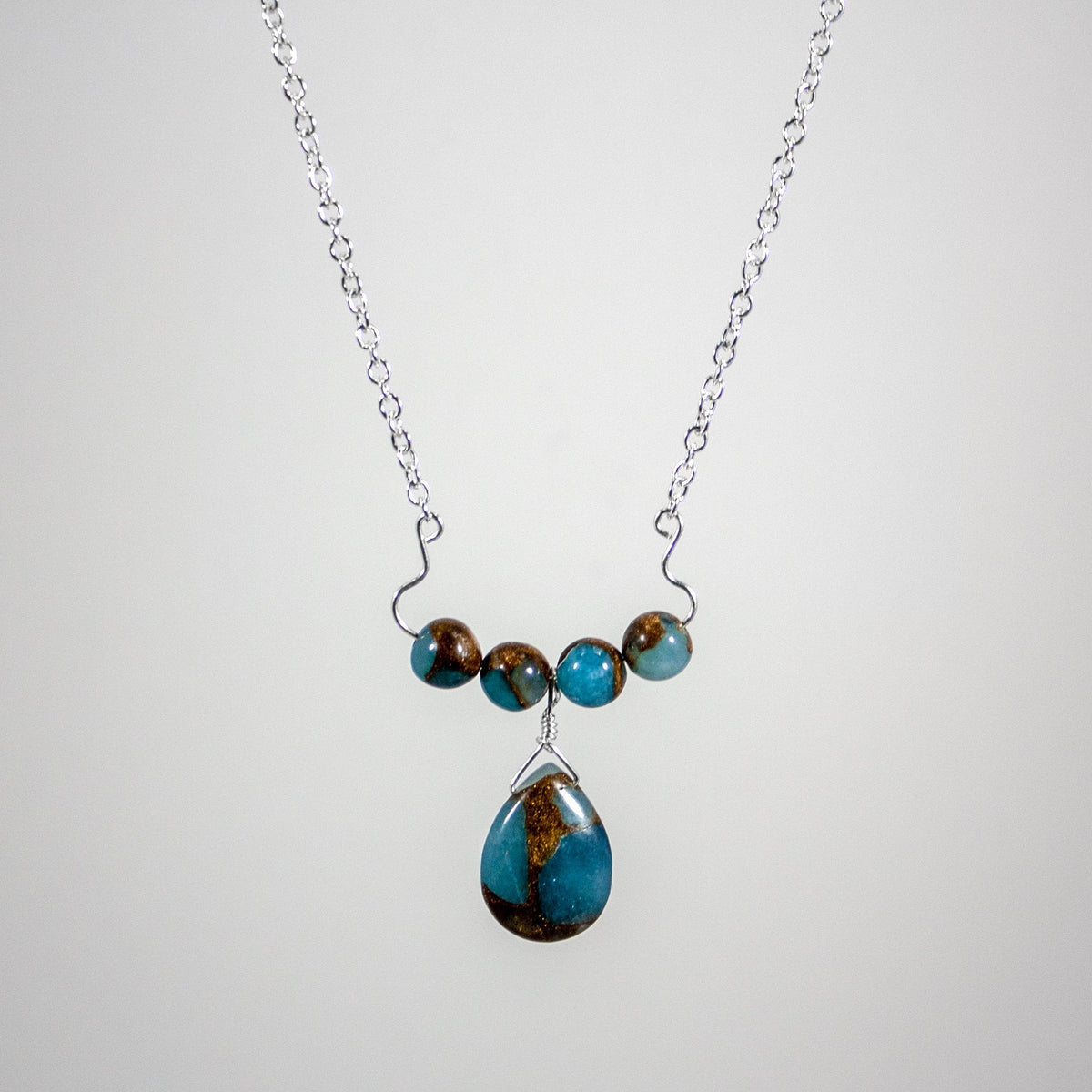 Aqua Quartz Teardrop Pendant Necklace On Silver Chain