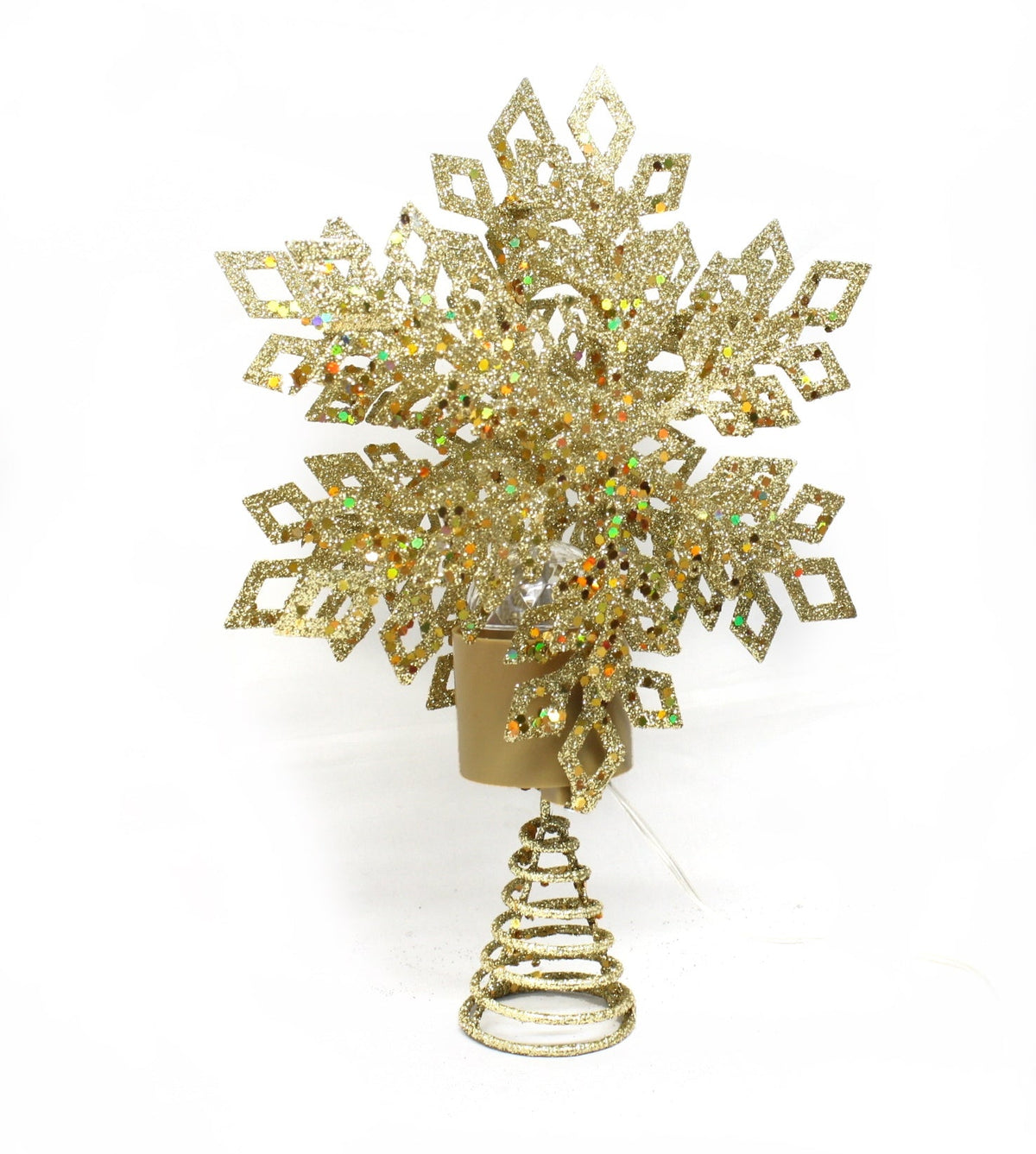LED Snowflake Treetop with Timer - 12 Inch - Gold
