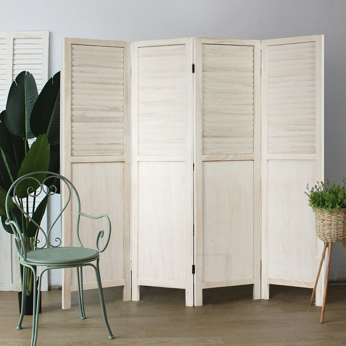5.6 Ft Tall 4 Panel Folding Privacy Room Divider